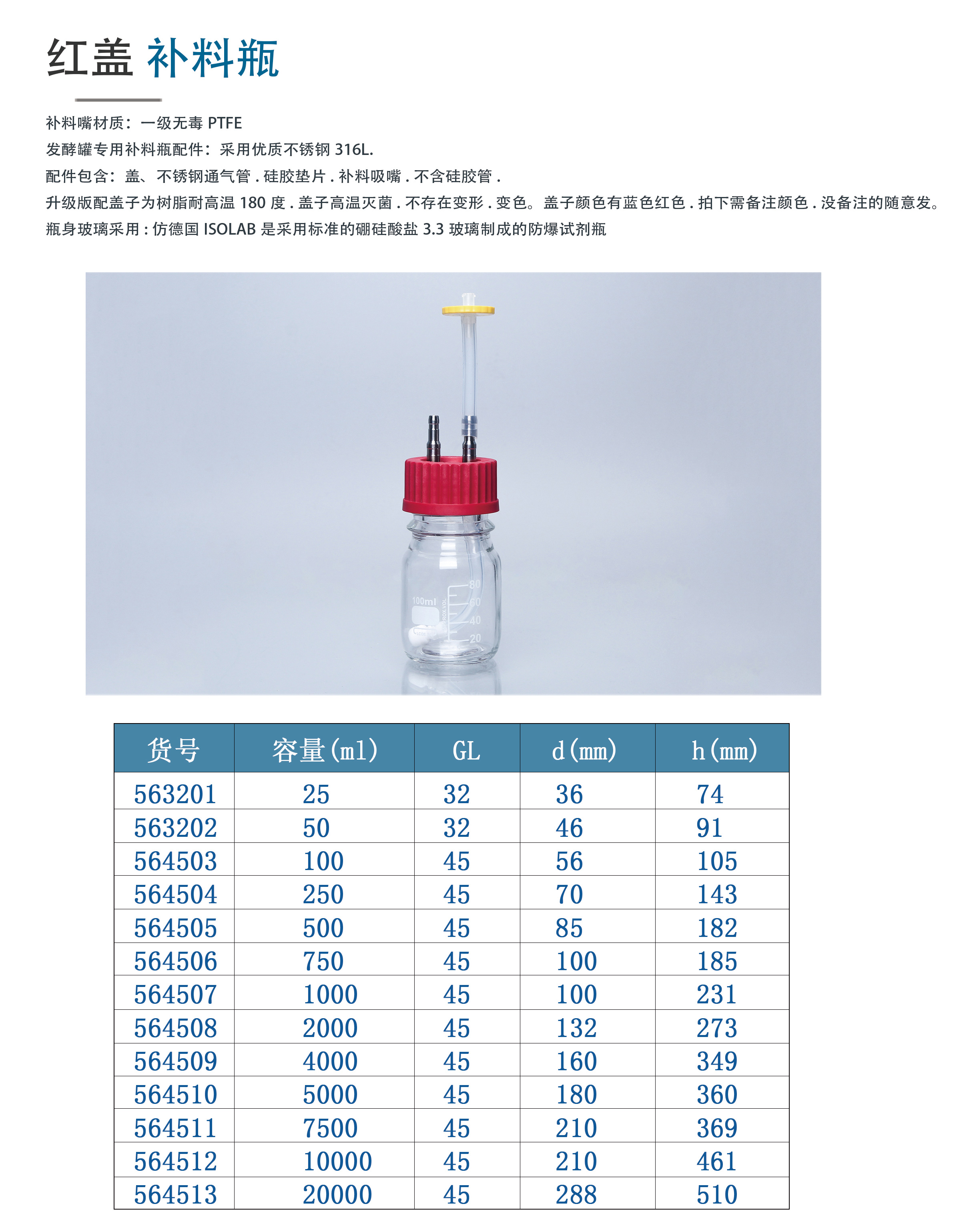 发酵罐专用补料瓶